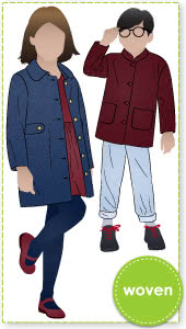 Florian Kids Jacket and Coat By Style Arc - Traditional long button through sleeve coat/jacket, for kids 02-08