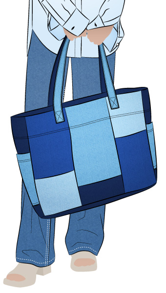 Forrest Tote By Style Arc - Scrap-busting patchwork tote bag