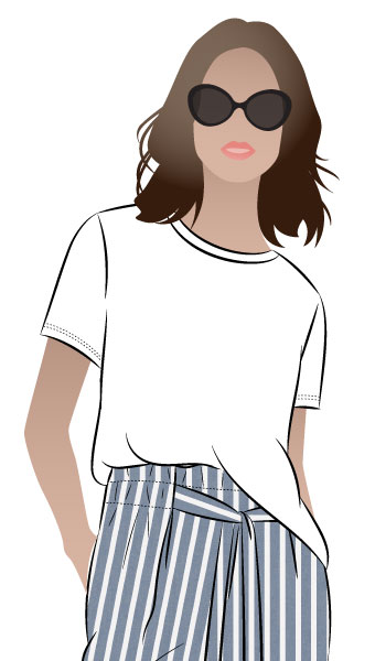 Gem Knit Tee By Style Arc - Short sleeve t-shirt with dipped back hemline.