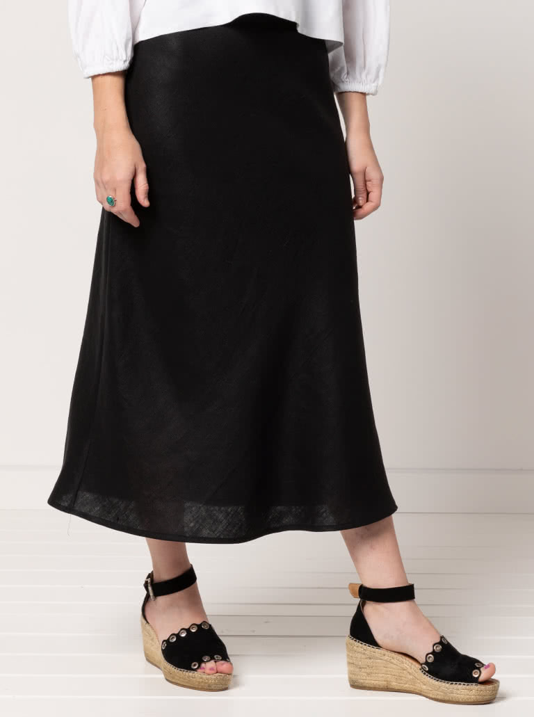 Genoa Bias Cut Skirt By Style Arc - Pull on ankle length bias cut skirt