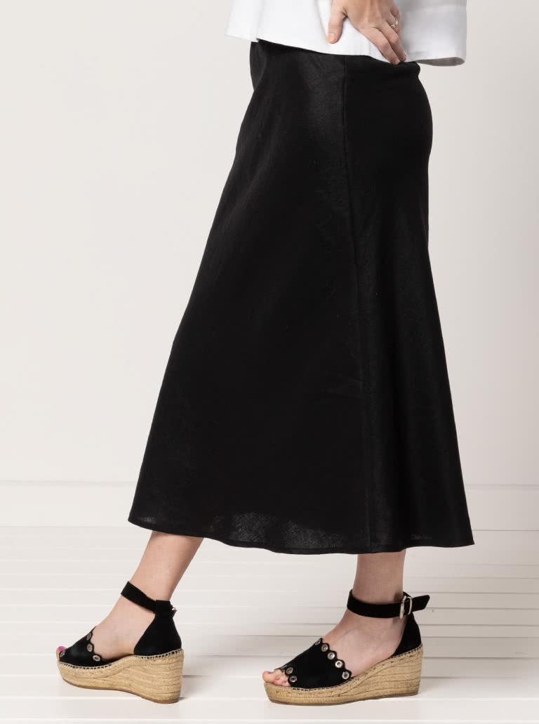 Genoa Bias Cut Skirt By Style Arc - Pull on ankle length bias cut skirt