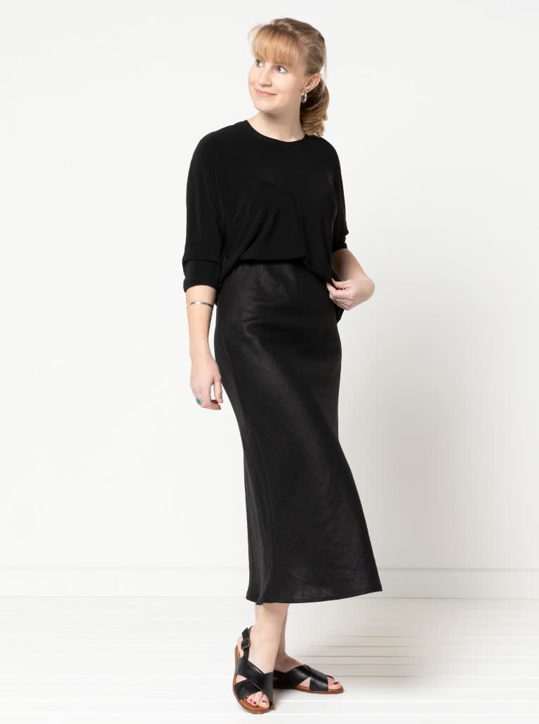 Genoa Bias Cut Skirt By Style Arc - Pull on ankle length bias cut skirt