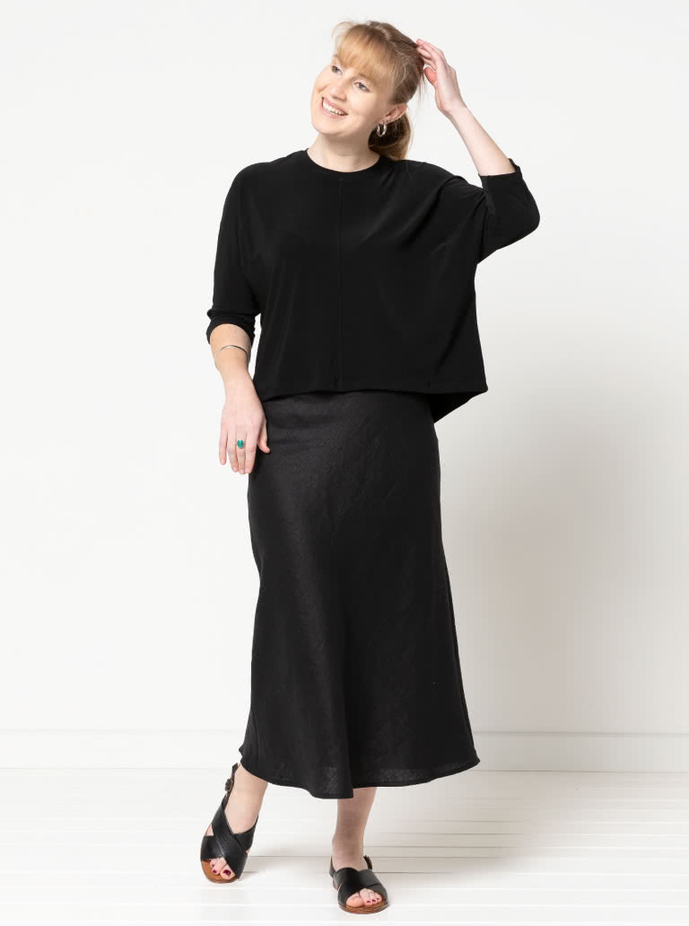 Genoa Bias Cut Skirt By Style Arc - Pull on ankle length bias cut skirt