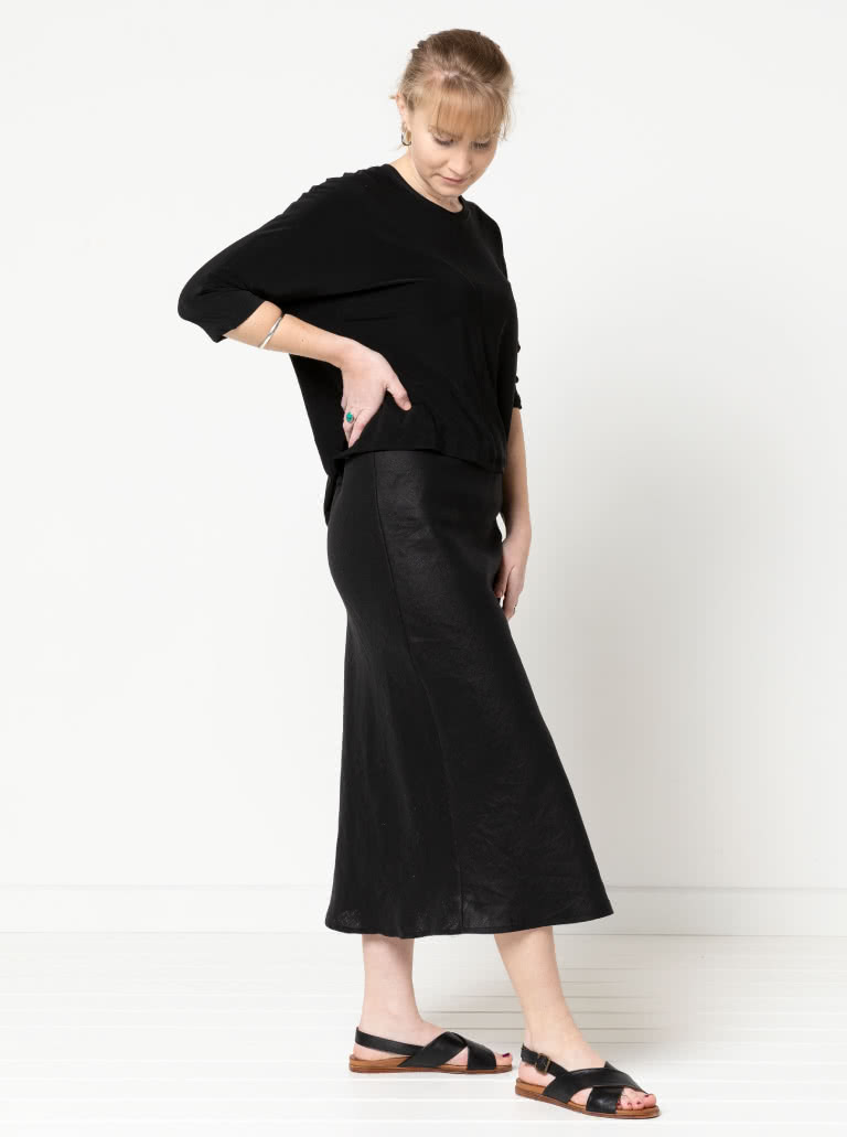 Genoa Bias Cut Skirt By Style Arc - Pull on, elastic waist, to the ankle, front as back