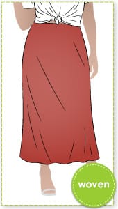 Genoa Bias Cut Skirt By Style Arc - The Genoa Bias Cut Skirt sewing pattern creates a stylish bias cut skirt with a comfortable elastic waist. The ankle-length, pull-on design makes it both effortless and elegant.