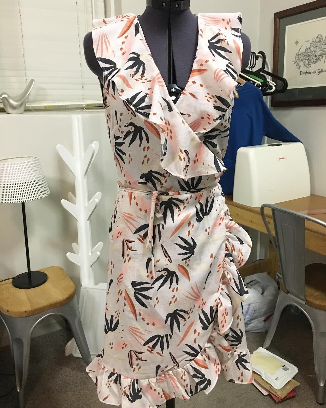 Giselle Dress Sewing Pattern By Rhubarb Sundays And Style Arc - Feminine wrap dress with ruffles