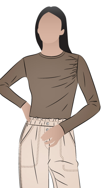 Glenda Knit Top By Style Arc - Basic tee shape with a difference, featuring a gathered armhole.