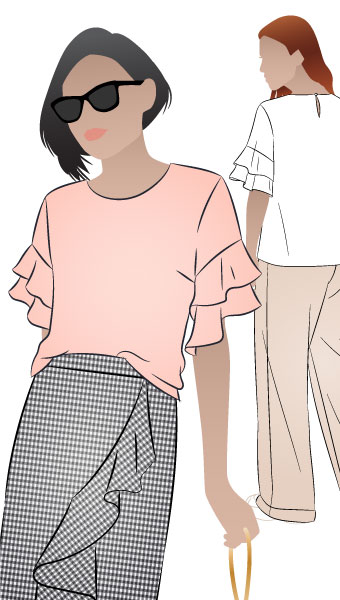 Harmony Woven Top By Style Arc - Square cut top with double flounced sleeves