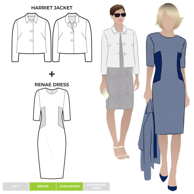 Harriet Jacket + Renae Dress Outfit – Sewing Pattern Outfits – Style Arc