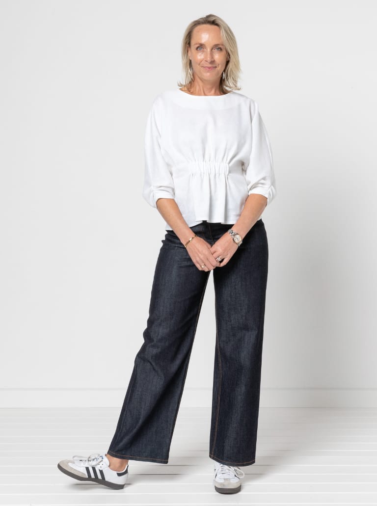 Harry Woven Top and Dress By Style Arc - Dress or top with an elastic feature on the body, dolman sleeves with tucks and elastic opening.