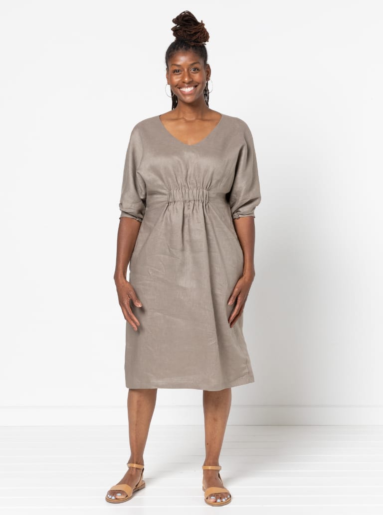 Harry Woven Top and Dress By Style Arc - Dress or top with an elastic feature on the body, dolman sleeves with tucks and elastic opening.