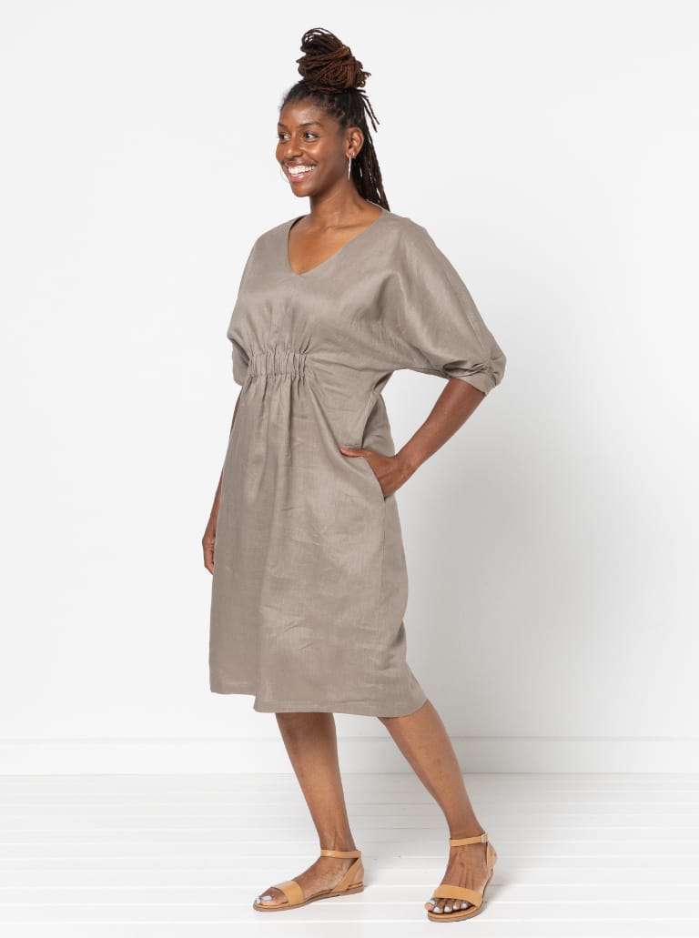 Harry Woven Top and Dress By Style Arc - Dress or top with an elastic feature on the body, dolman sleeves with tucks and elastic opening.