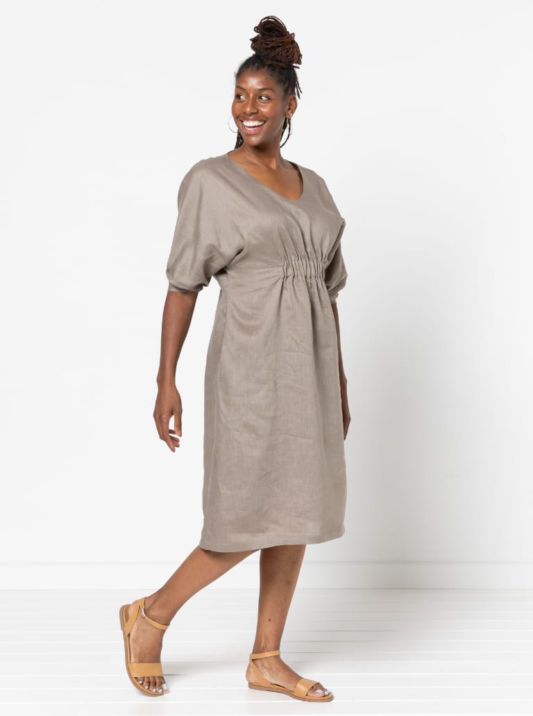 Harry Woven Top and Dress By Style Arc - Dress or top with an elastic feature on the body, dolman sleeves with tucks and elastic opening.