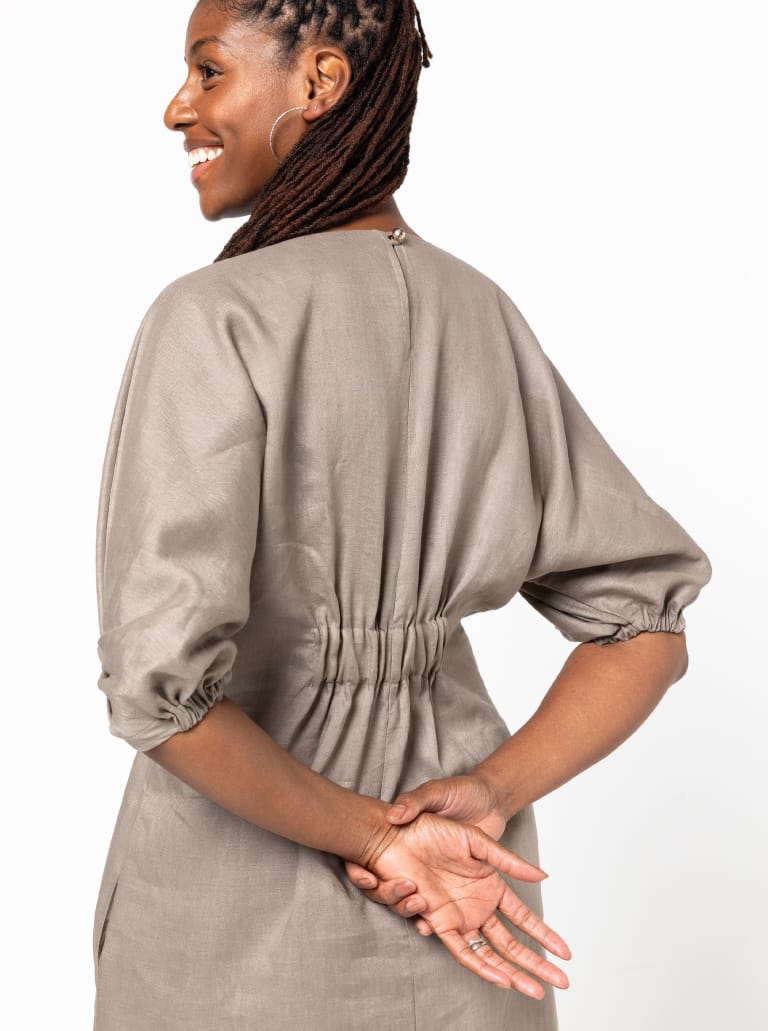 Harry Woven Top and Dress By Style Arc - Dress or top with an elastic feature on the body, dolman sleeves with tucks and elastic opening.