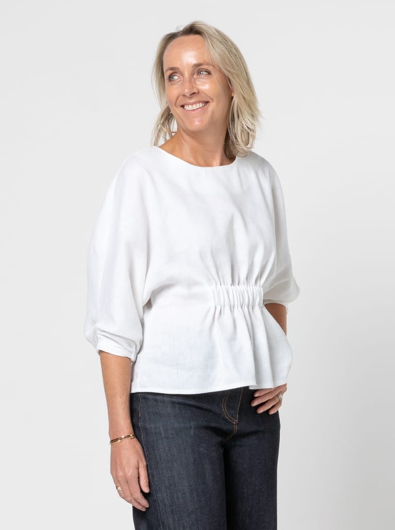 Harry Woven Top and Dress By Style Arc - Dress or top with an elastic feature on the body, dolman sleeves with tucks and elastic opening.