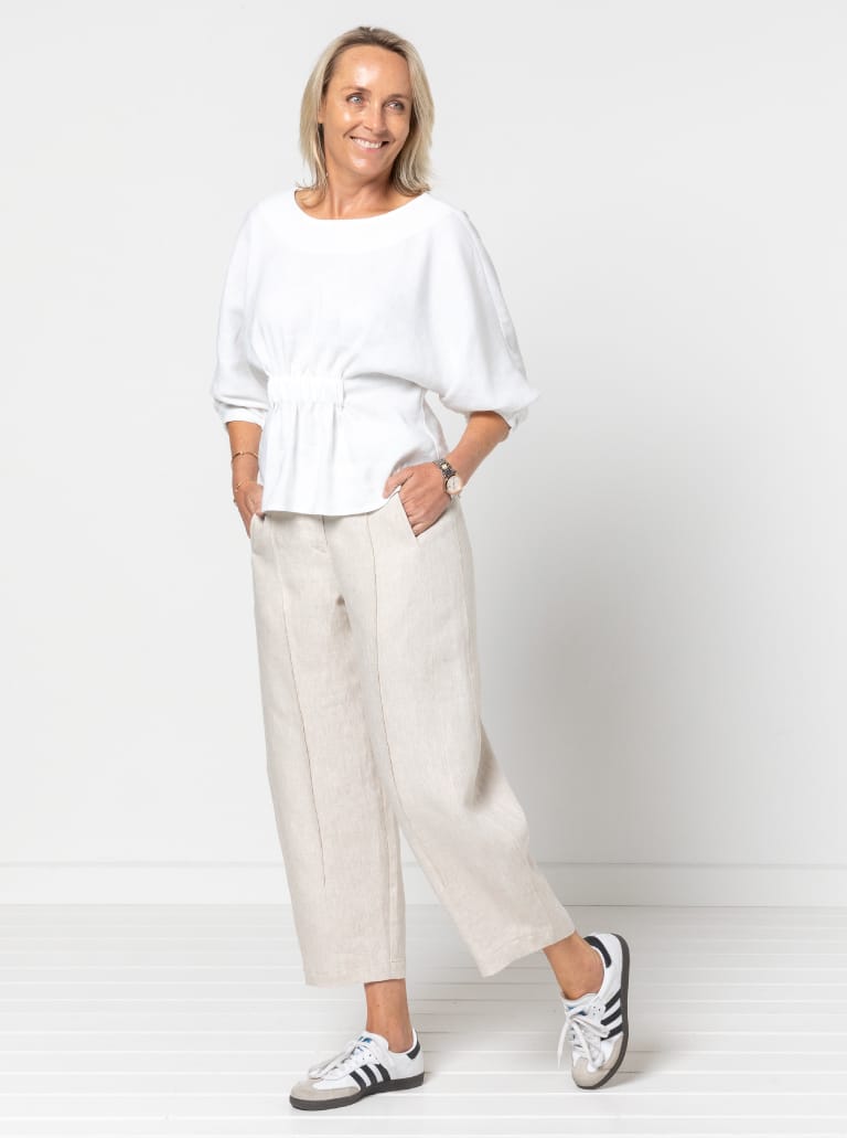 Harry Woven Top and Dress By Style Arc - Dress or top with an elastic feature on the body, dolman sleeves with tucks and elastic opening.