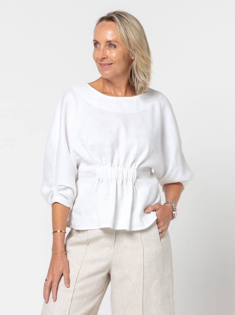 Harry Woven Top and Dress By Style Arc - Dress or top with an elastic feature on the body, dolman sleeves with tucks and elastic opening.
