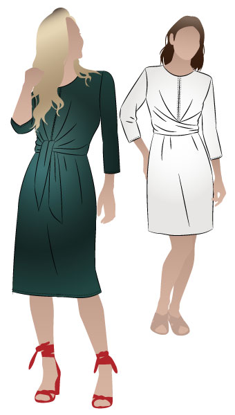 Hattie Woven Dress By Style Arc - Woven dress with a twist front and a 7/8 sleeve.