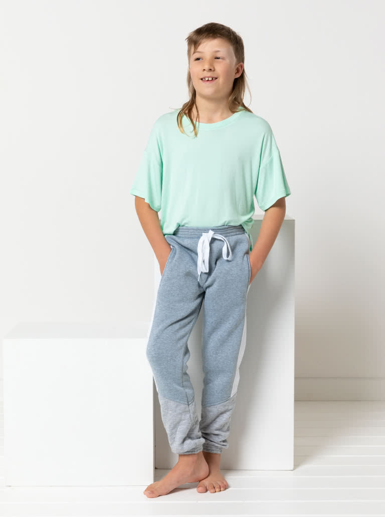 Hayden Kids Tee By Style Arc - Short sleeved, boxy shape knit tee with dropped shoulders, for kids 2-14