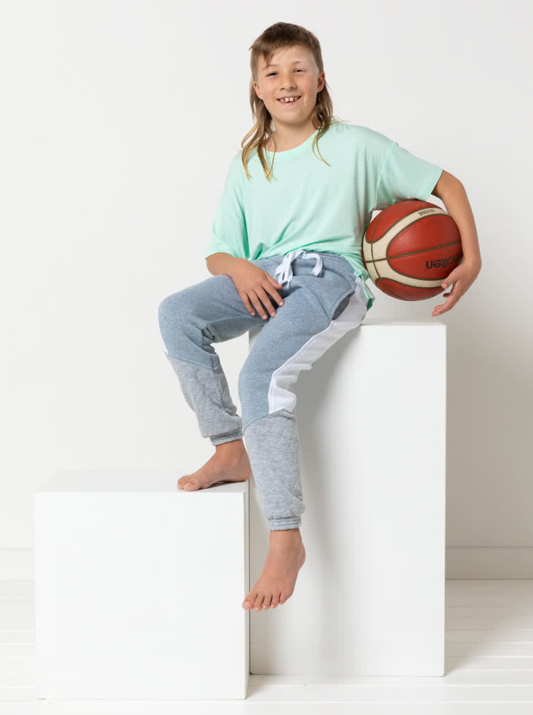 Hayden Kids Tee By Style Arc - Short sleeved, boxy shape knit tee with dropped shoulders, for kids 2-14