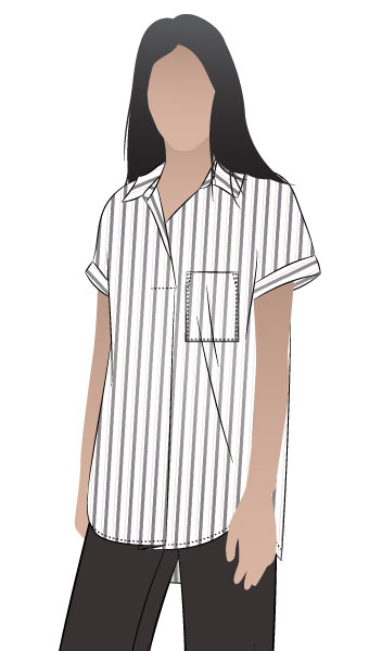 Hayward Tunic By Style Arc - Pleat front loose fitting tunic featuring a shirt collar and extended shoulder line.