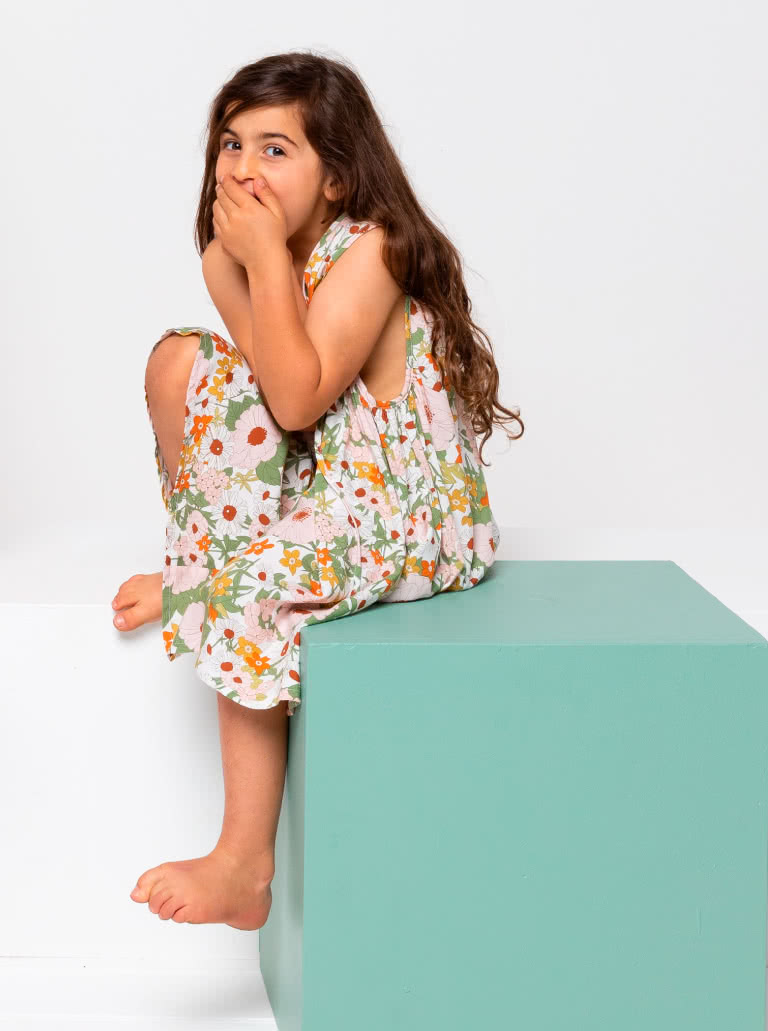 Heidi Kids Dress By Style Arc - Free flowing summer dress with deep gathered armholes and neck ties for kids 2-8