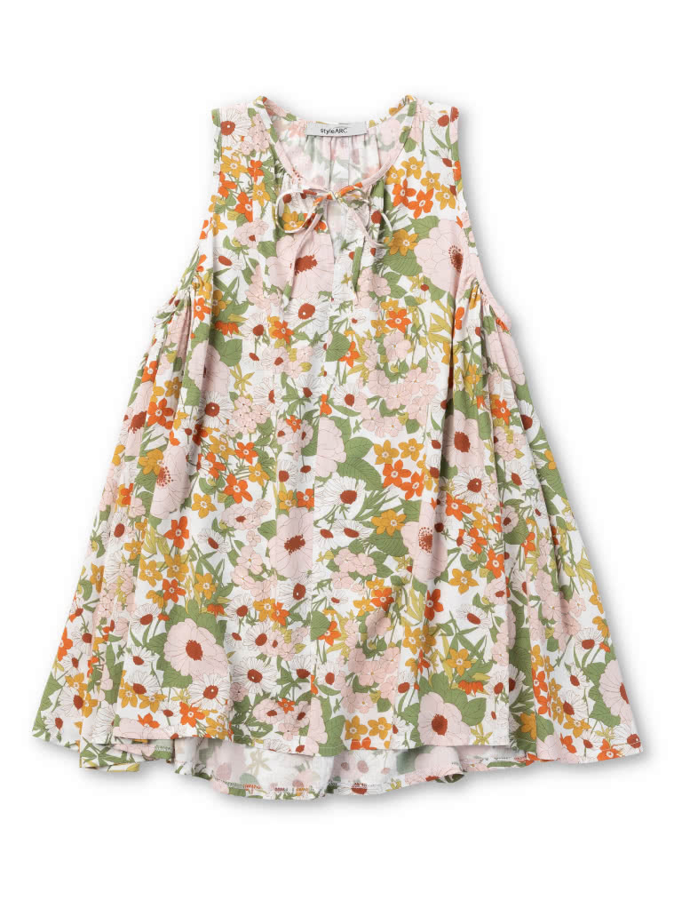 Heidi Kids Dress By Style Arc - Free flowing summer dress with deep gathered armholes and neck ties for kids 2-8
