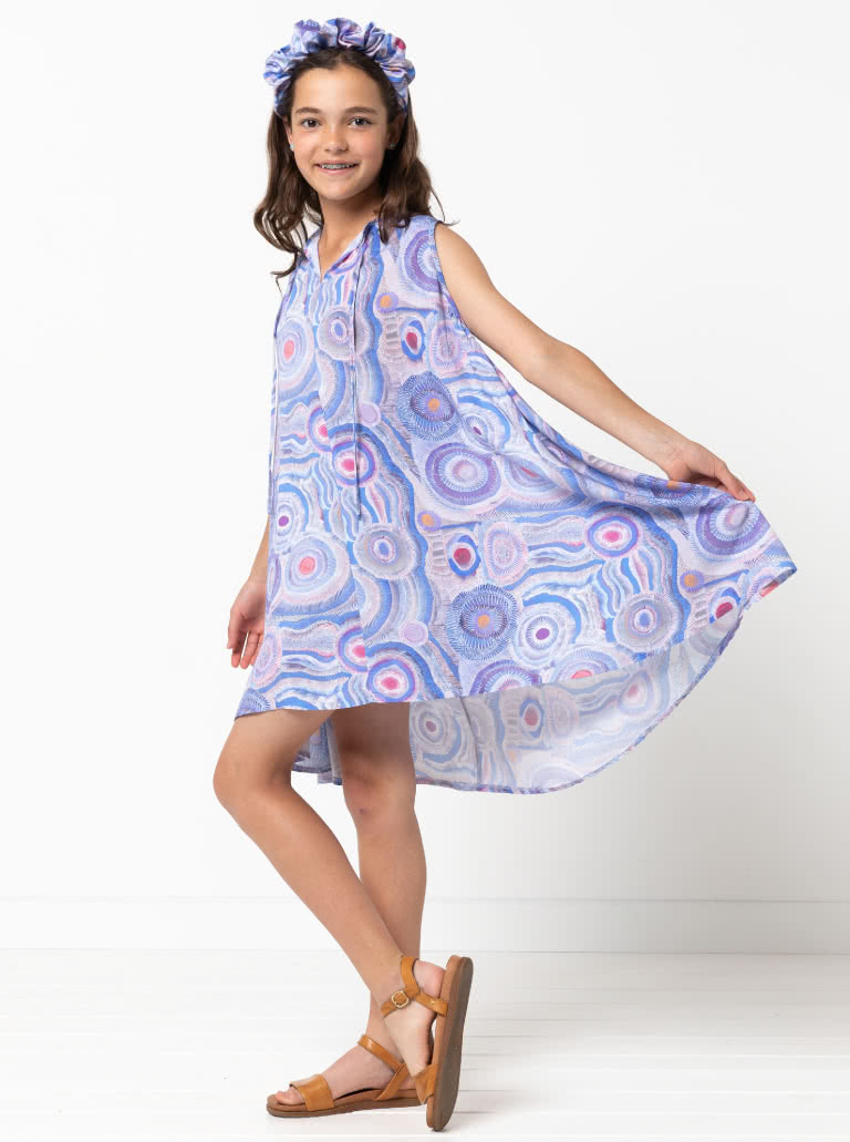 Heidi Teens Dress By Style Arc - Free flowing summer dress with deep gathered armholes and neck ties for teens 8-16