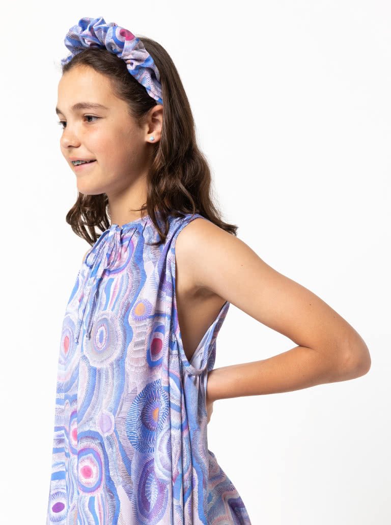 Heidi Teens Dress By Style Arc - Free flowing summer dress with deep gathered armholes and neck ties for teens 8-16