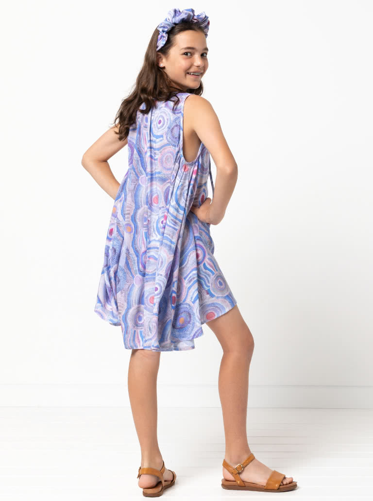 Heidi Teens Dress By Style Arc - Free flowing summer dress with deep gathered armholes and neck ties for teens 8-16