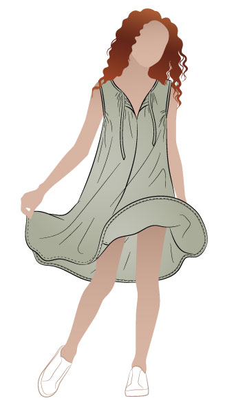 Heidi Teens Dress By Style Arc - Free flowing summer dress with deep gathered armholes and neck ties for teens 8-16