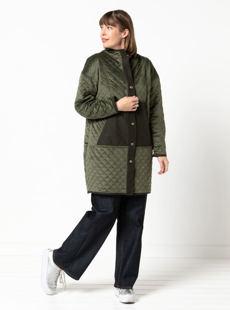 Hendrix Coat By Style Arc - Unlined knee length button through panelled coat with pockets.