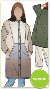 Hendrix Coat By Style Arc - Unlined knee length button through panelled coat with pockets.