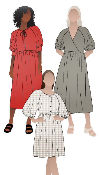 Hope Extension Pack By Style Arc - Change up your Hope Woven Dress with these additional pattern pieces. You will receive 3 bodice and 3 sleeve pattern options designed to match the skirt of the original Hope Woven Dress pattern, creating over 9 different looks. You will also need the original Hope Woven Dress pattern to use this extension pack.