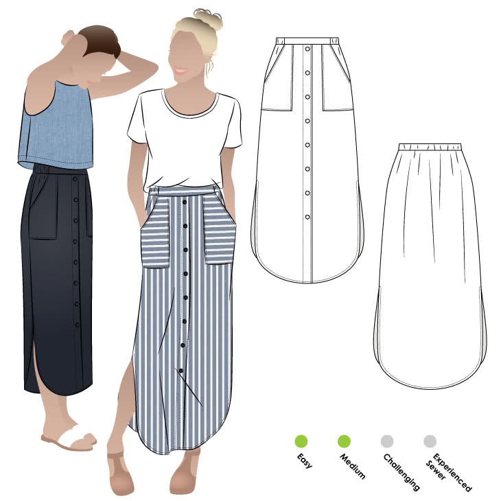 Easy Skirt Pattern With Pockets / Women's Skirt Sewing Pattern PDF