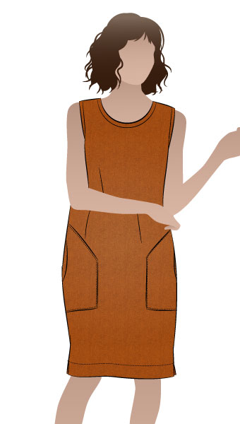 Iris Woven Dress By Style Arc - Shift dress with slight cocoon shape and large pockets.