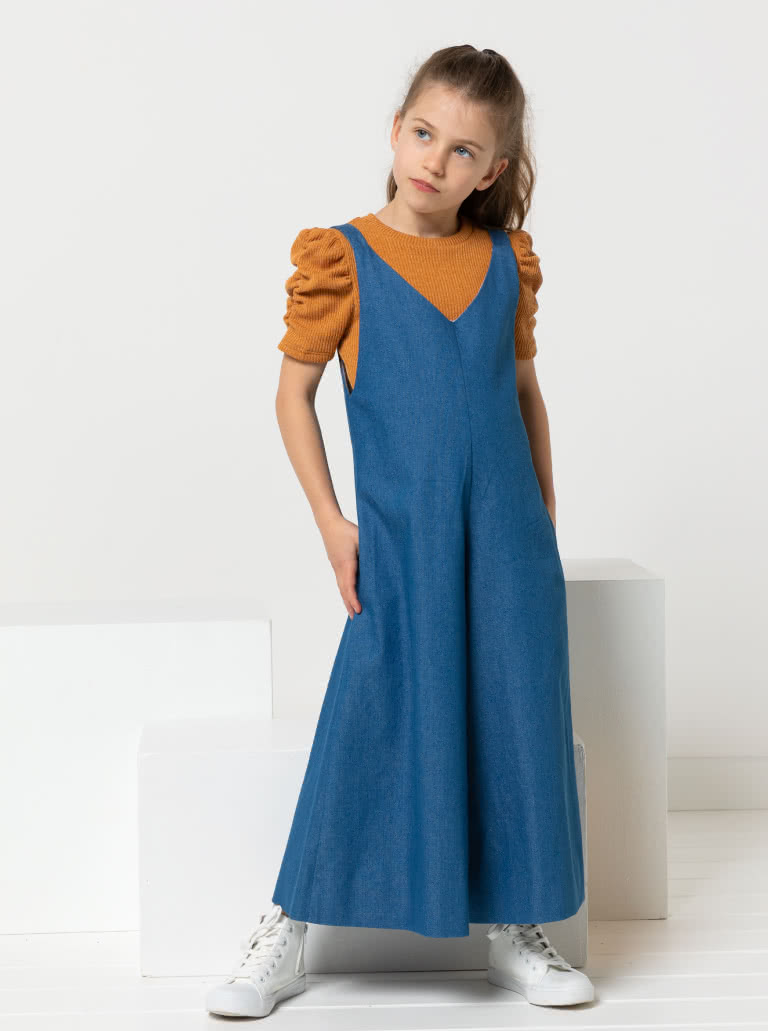 Issy Kids Knit Top Dress By Style Arc - Short swing dress or top option, with optional crew neckline or polo collar option. Short or long sleeve with ruched optional available, for Kids 2 - 8
