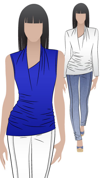 Issy Knit Top By Style Arc - Drape knit top with long sleeve or sleeveless.