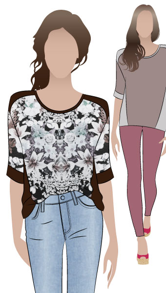 Ivy Knit Top By Style Arc - New square shape T-shirt with design lines