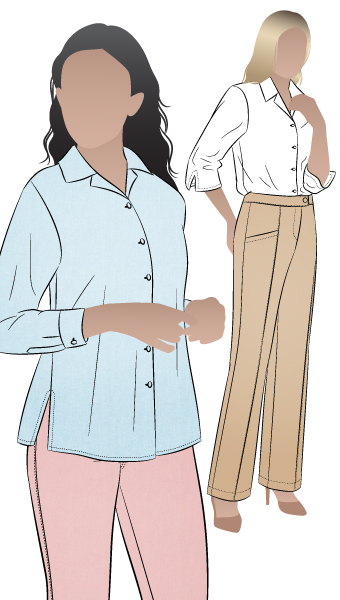 Jane Over-Shirt By Style Arc - Overshirt with side splits over jeans or leggings