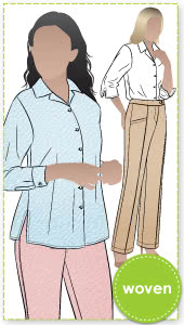 Jane Over-Shirt Sewing Pattern By Style Arc - Overshirt with side splits over jeans or leggings