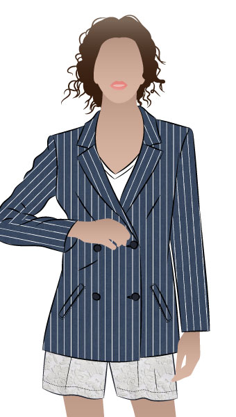 Janie Blazer By Style Arc - Relaxed double breasted jacket with two piece sleeves and welt pockets