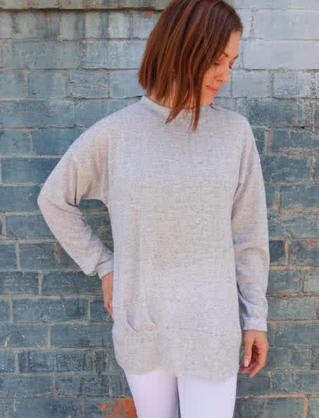 Jara Knit Tunic Sewing Pattern By Style Arc - Relaxed slouchy fitting tunic top sewing pattern.