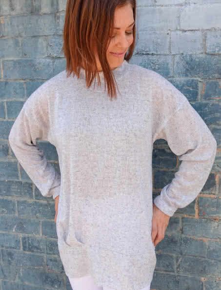 Jara Knit Tunic Sewing Pattern By Style Arc - Relaxed slouchy fitting tunic top sewing pattern.