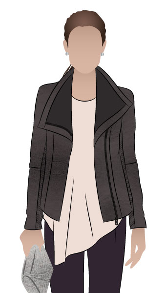 Jett Biker Jacket By Style Arc - Biker jacket style with front concealed zip & fabulous exaggerated collar