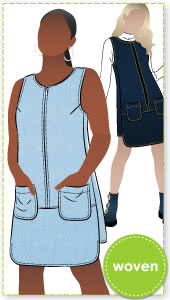 Jodie Dress / Pinafore Sewing Pattern By Style Arc - Designer dress / pinafore with stylish hemline & side panels
