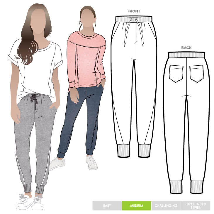 Women Sewing Pattern - Wide Leg Jogging Pants - PDF