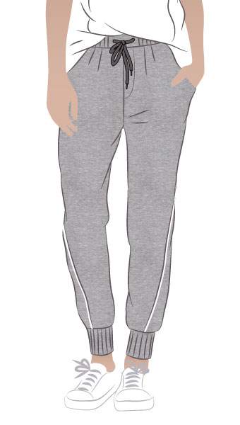 Joni Knit Track Pant By Style Arc - Stylish track pant with slight dropped crotch and curved leg seam