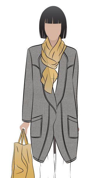 Josephine Coat By Style Arc - Cocoon shaped collarless coat