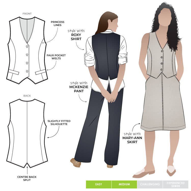 Joy Woven Vest Sewing Pattern – Semi-formal Patterns – Style Arc